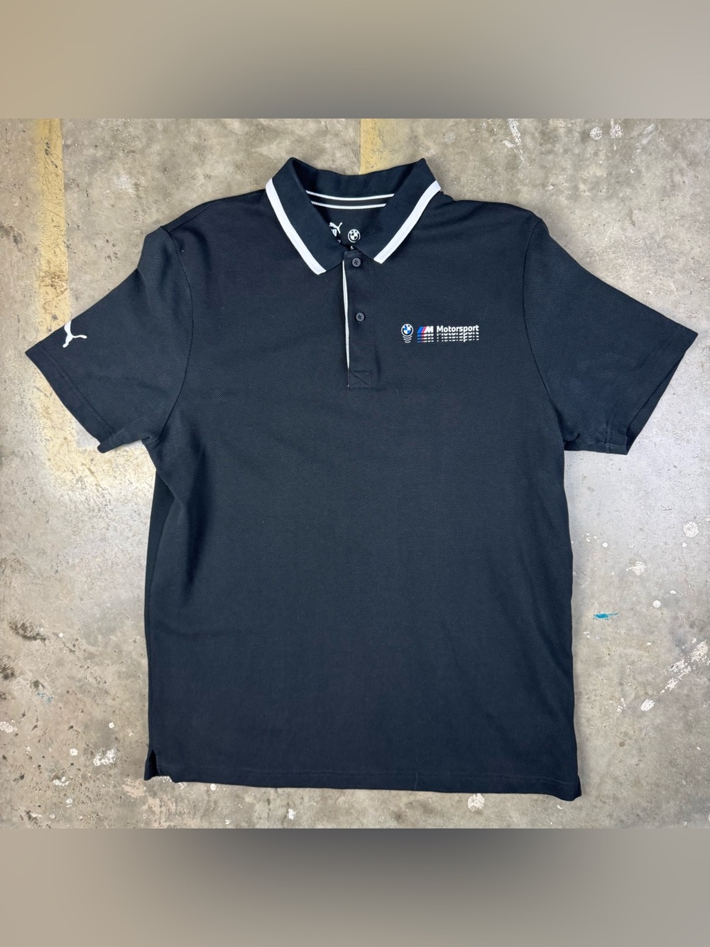BMW Motorsport Puma Polo Shirt Size Large Sportswear Athleisure Made in Cambodia